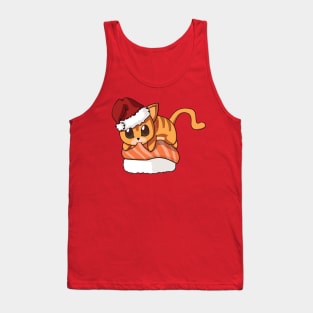 Orange Cat Salmon Sushi Christmas Tank Top